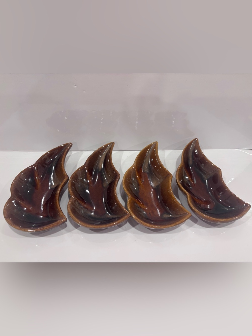 Beauce Pottery Serving Bowls Vintage Mid Century Drip Glaze Canada Set of 4 1539